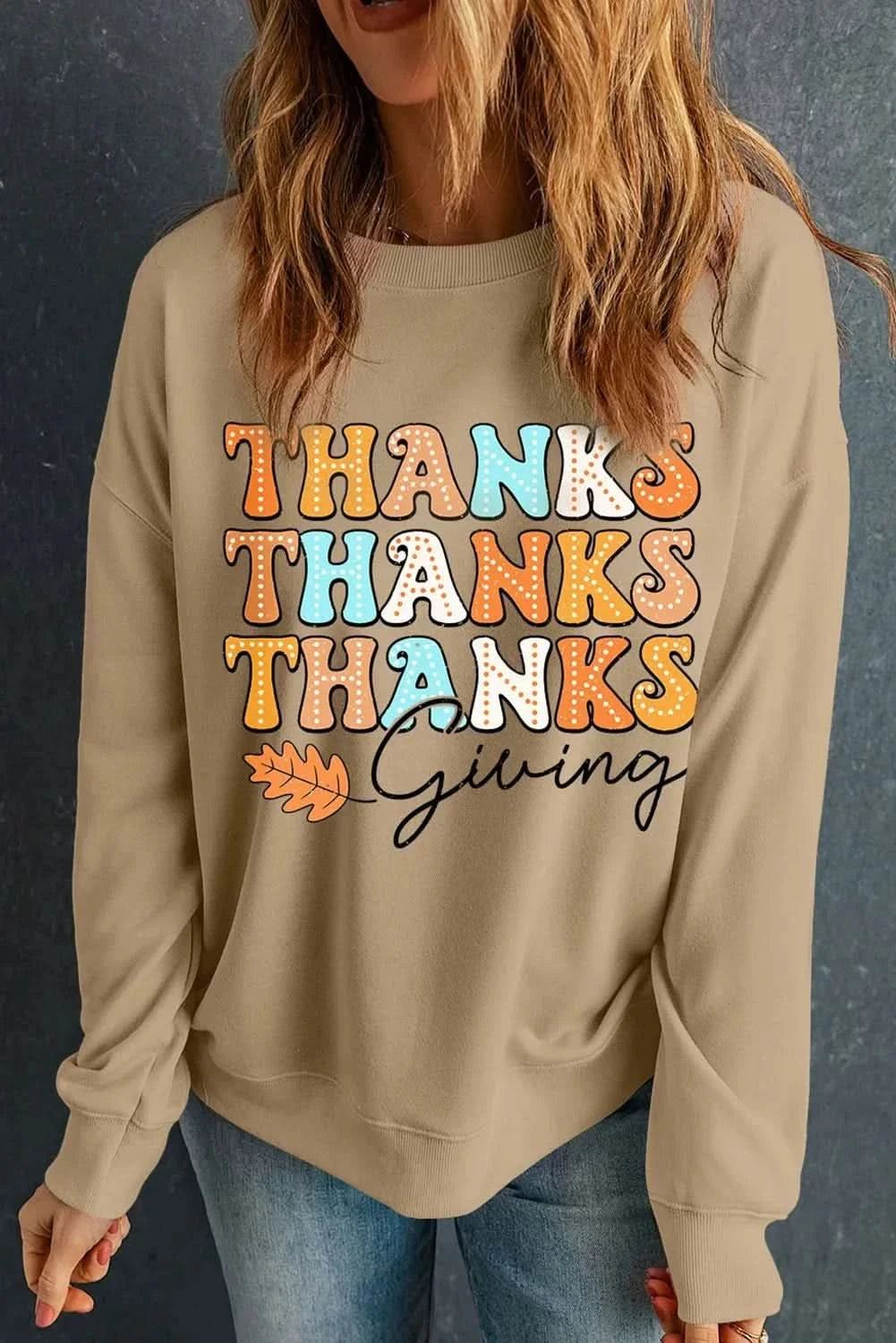 THANKSGIVING Round Neck Dropped Shoulder Sweatshirt - Love Salve