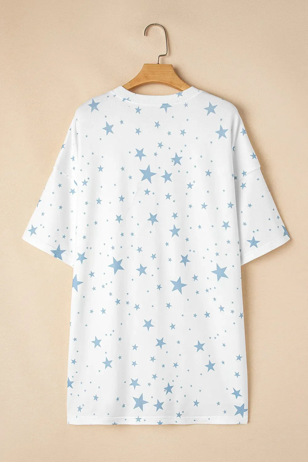 Stars Print Drop Shoulder Oversized T Shirt with Slits