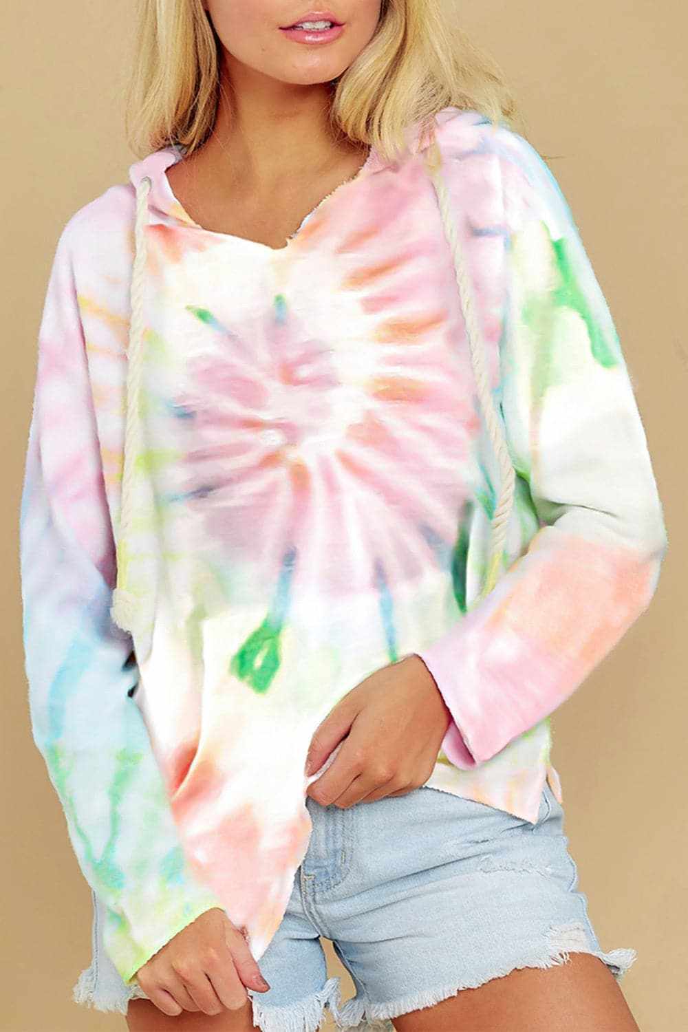 Colorful tie-dye hoodie, long sleeves