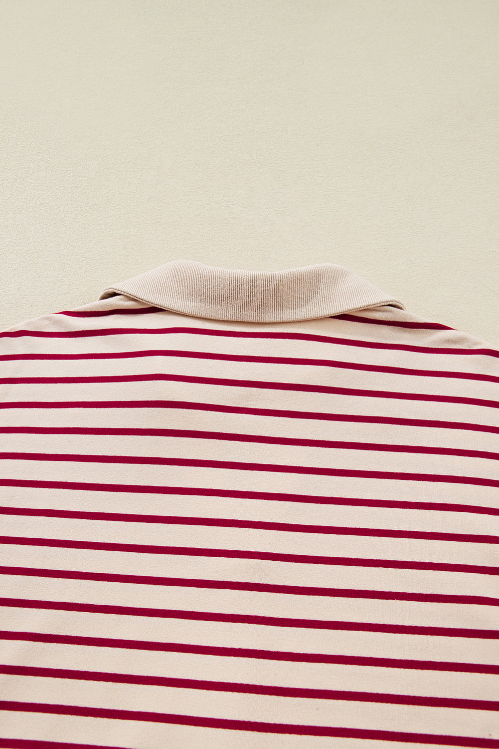 Red Stripe Cropped Collared Pullover and Bubble Mini Skirt