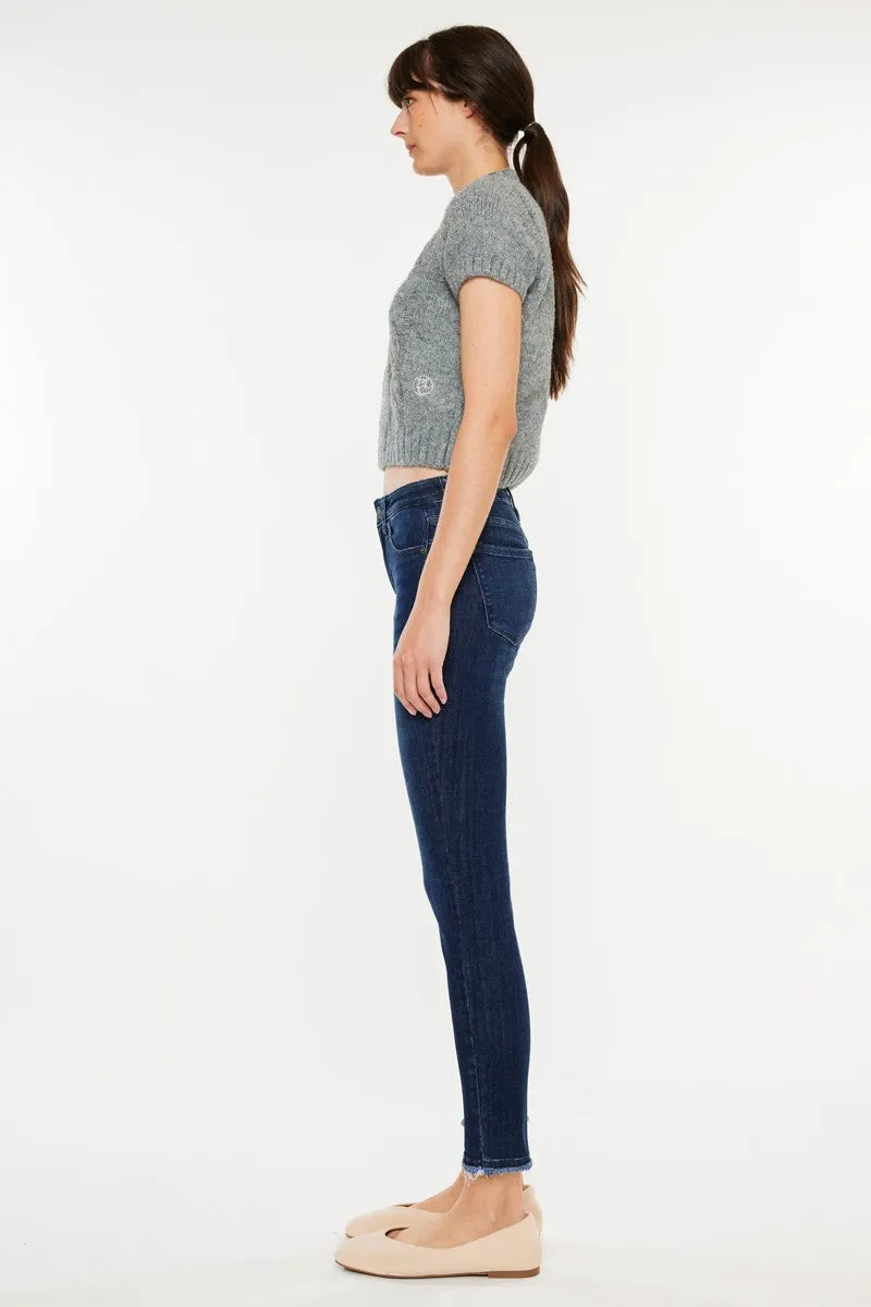 Kancan High Rise Slim Fit Raw Hem Ankle Jeans - Love Salve