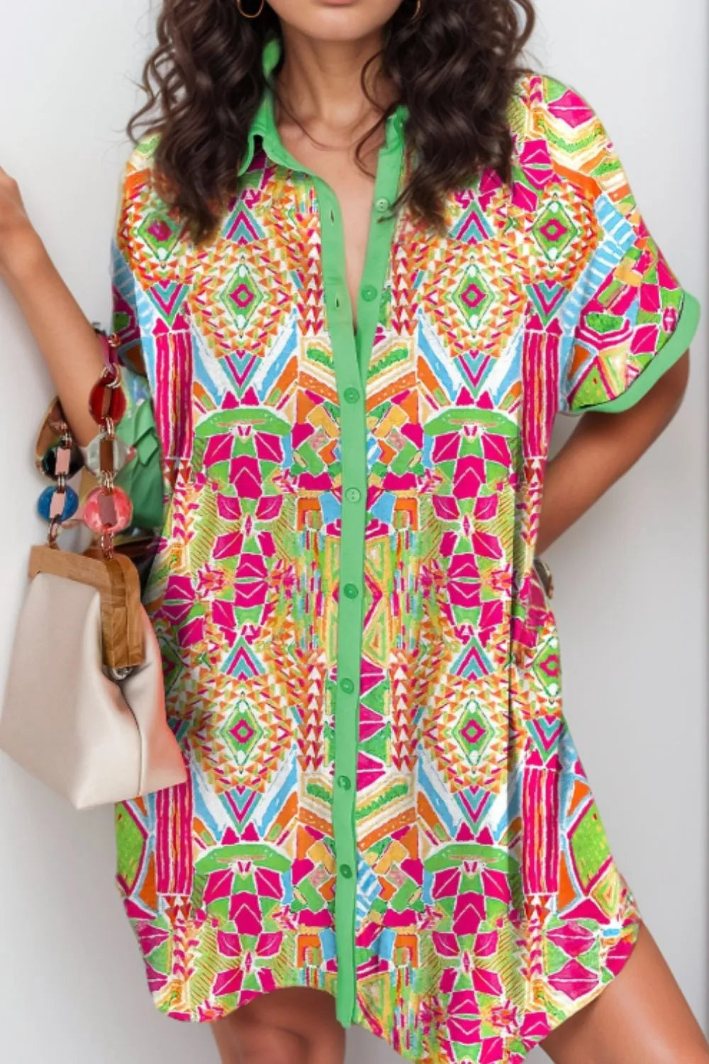 Simply Love: Short Sleeve Button-Down Dress