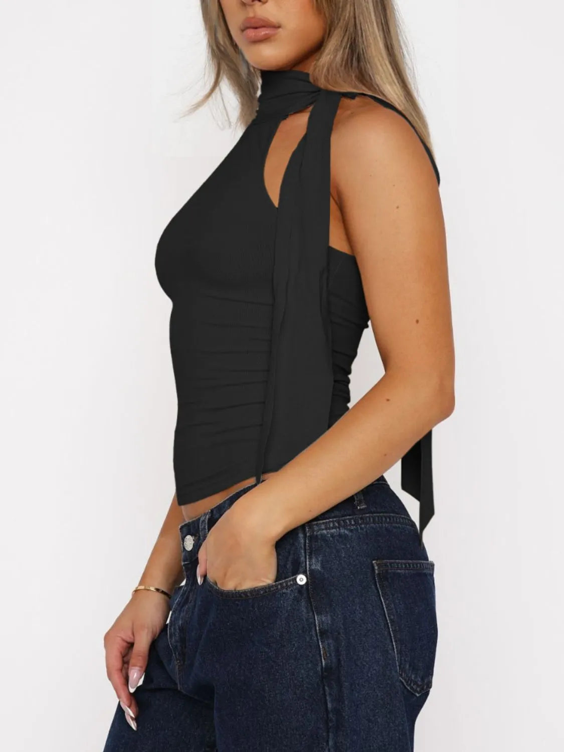 Chic Twist High Neck Tie Cami