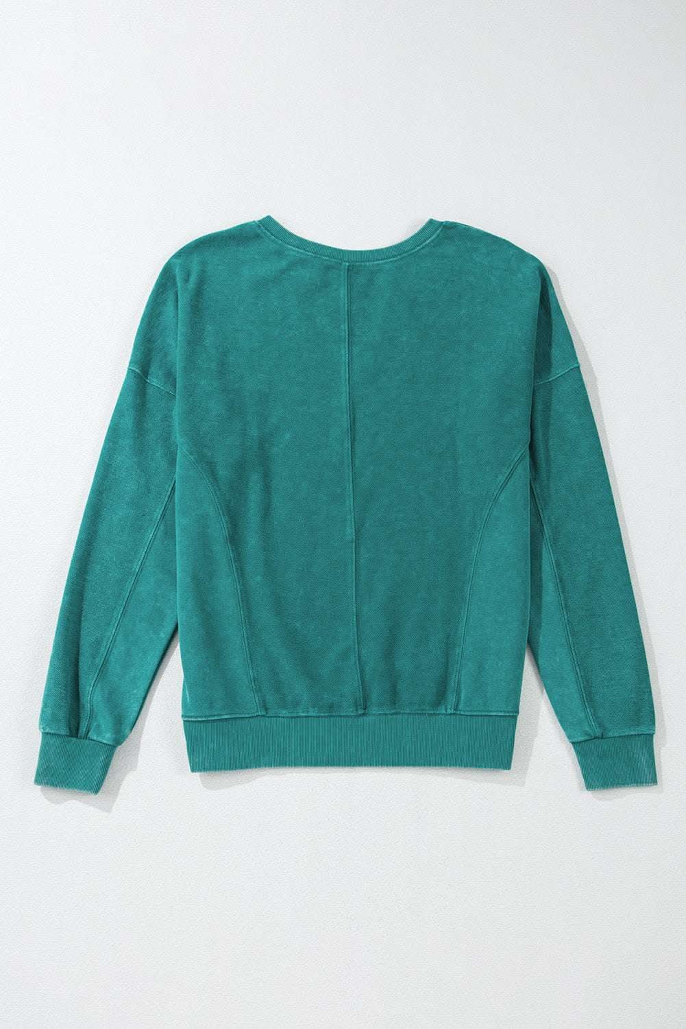 Skobeloff Solid Color Notched Neck Drop Shoulder Sweatshirt - Love Salve