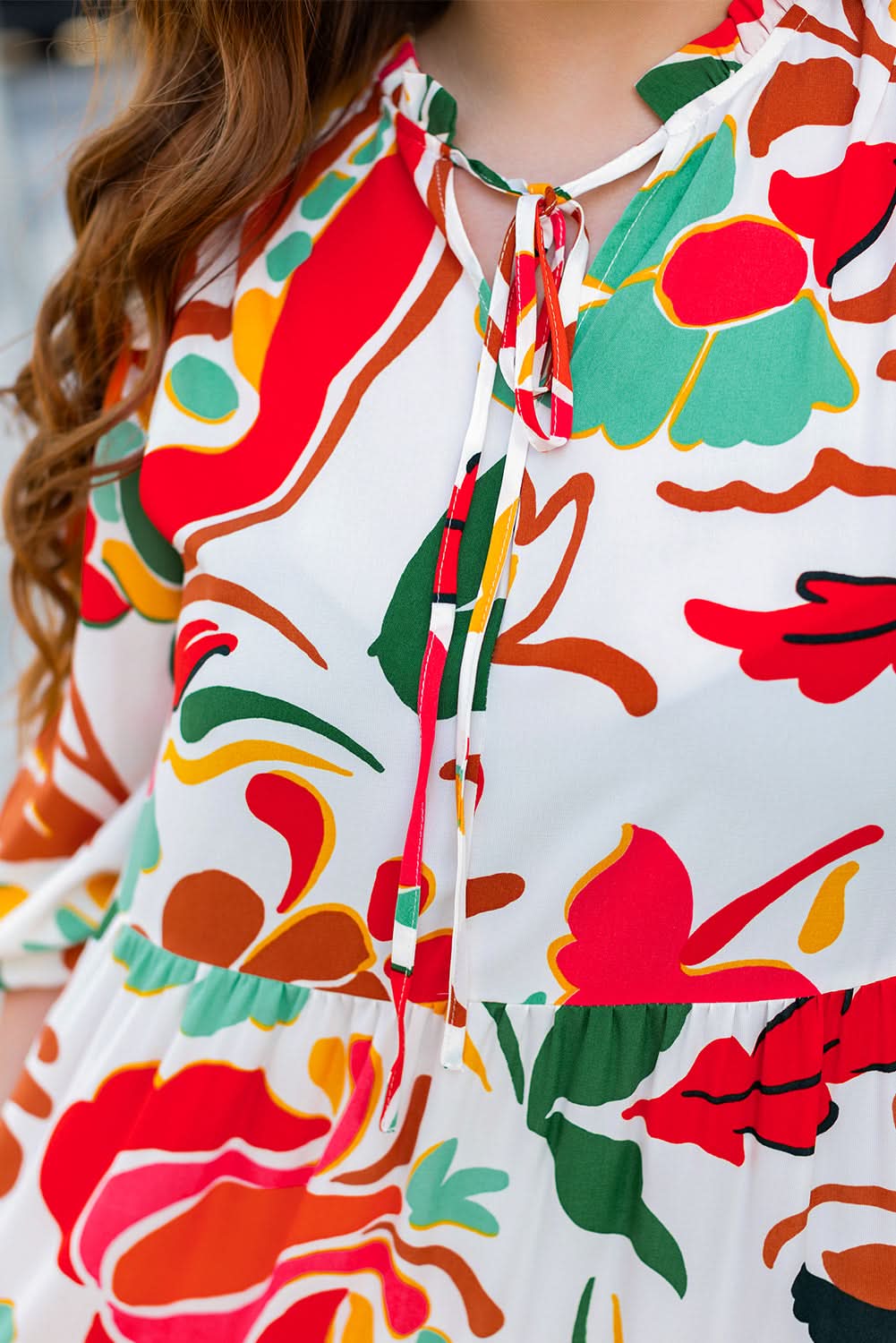 Plus size orange floral dress - Love Salve