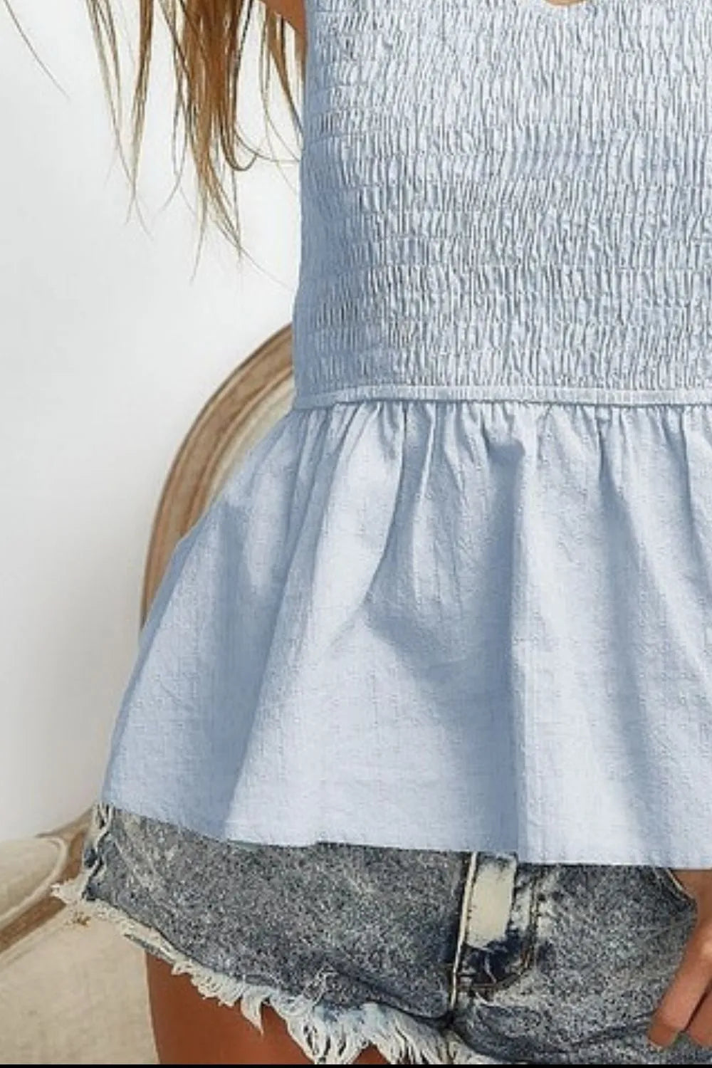 BiBi Eyelet Woven Sleeveless Elasticized Top - Love Salve