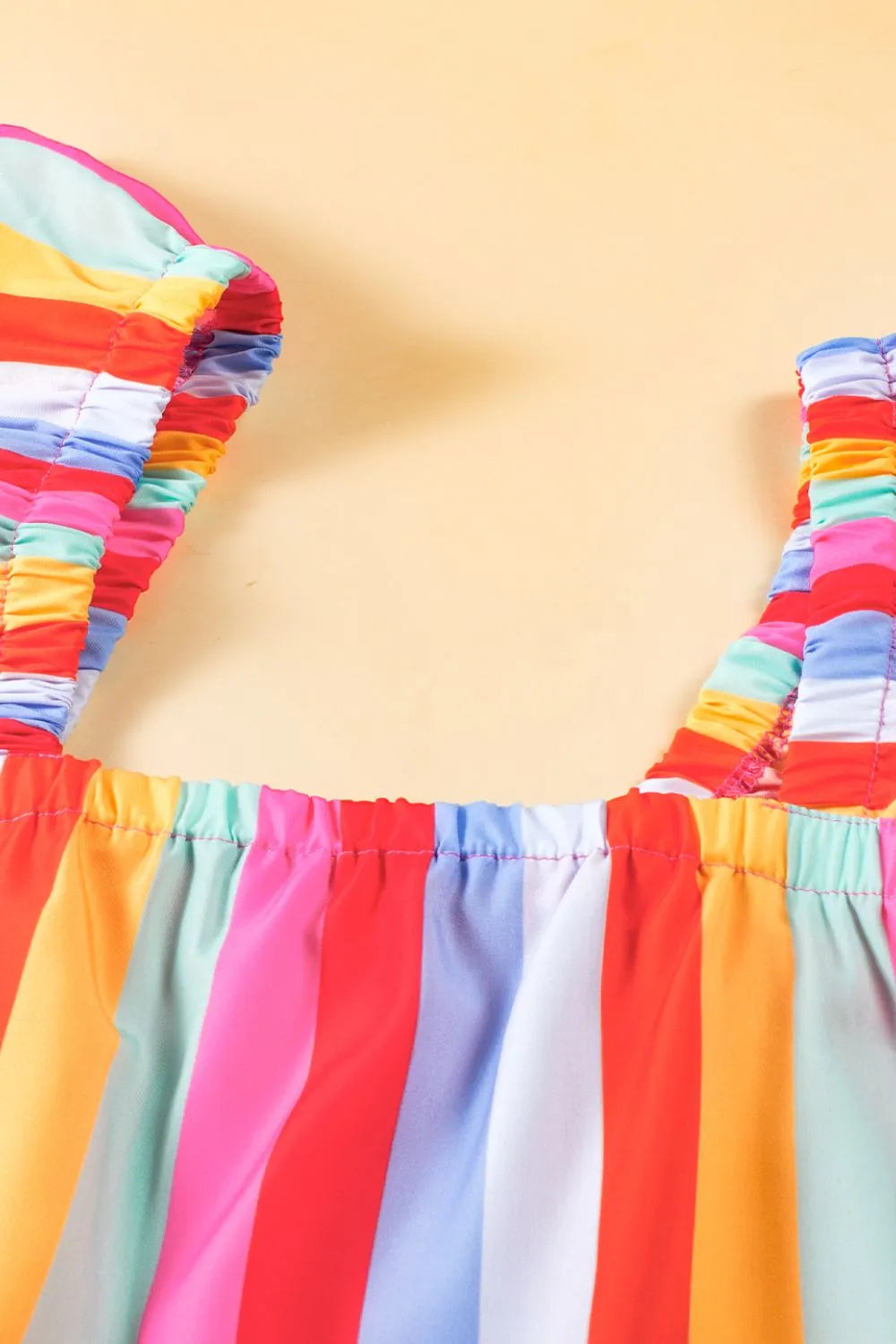 Stripe Ruffled Straps Babydoll Cami