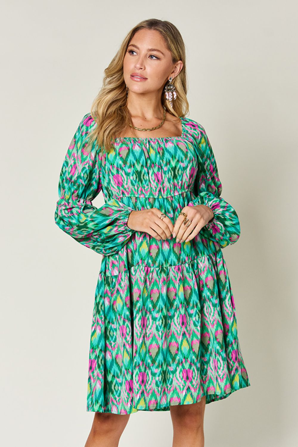 Double Take: Long Sleeve Print Dress