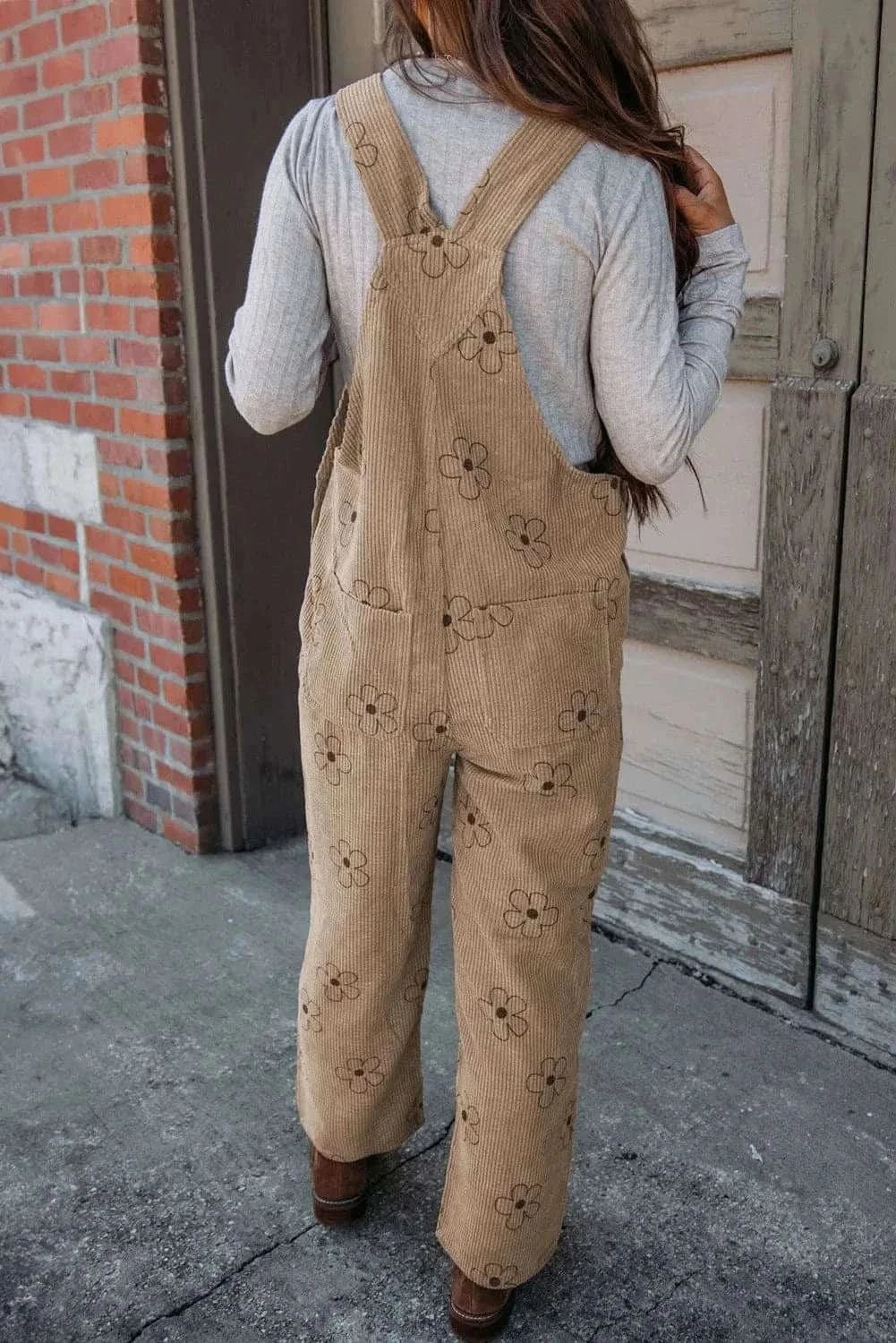 Floral Print Overalls with Pockets - Love Salve