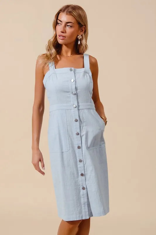 Classic Charm Button-Down Pinafore Dress