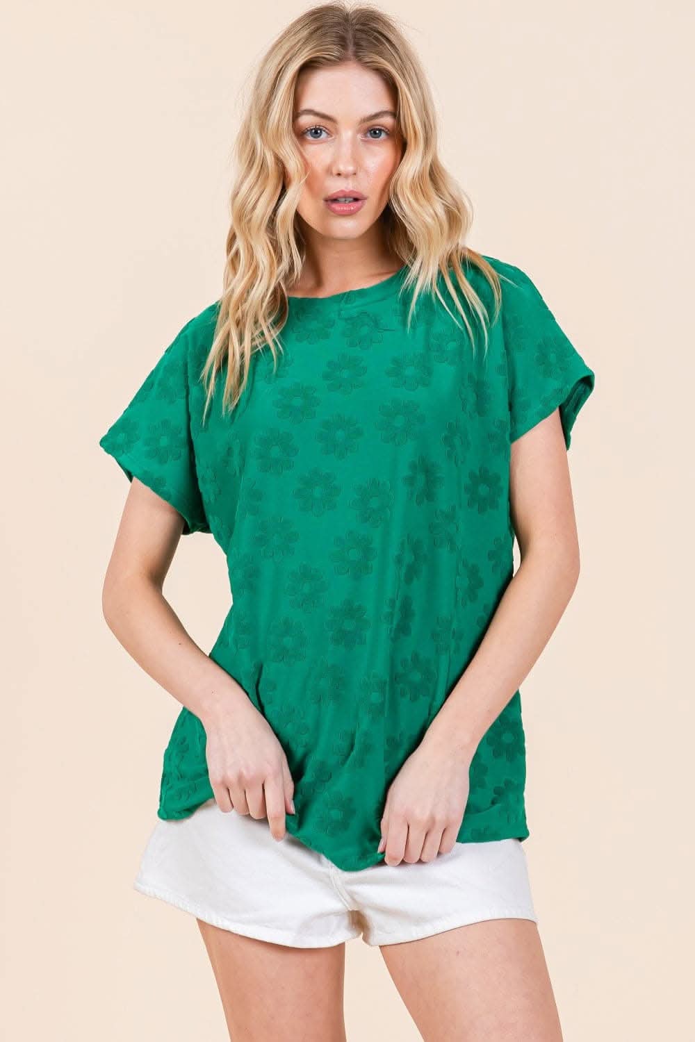 BOMBOM floral texture tee, short sleeve - Love Salve
