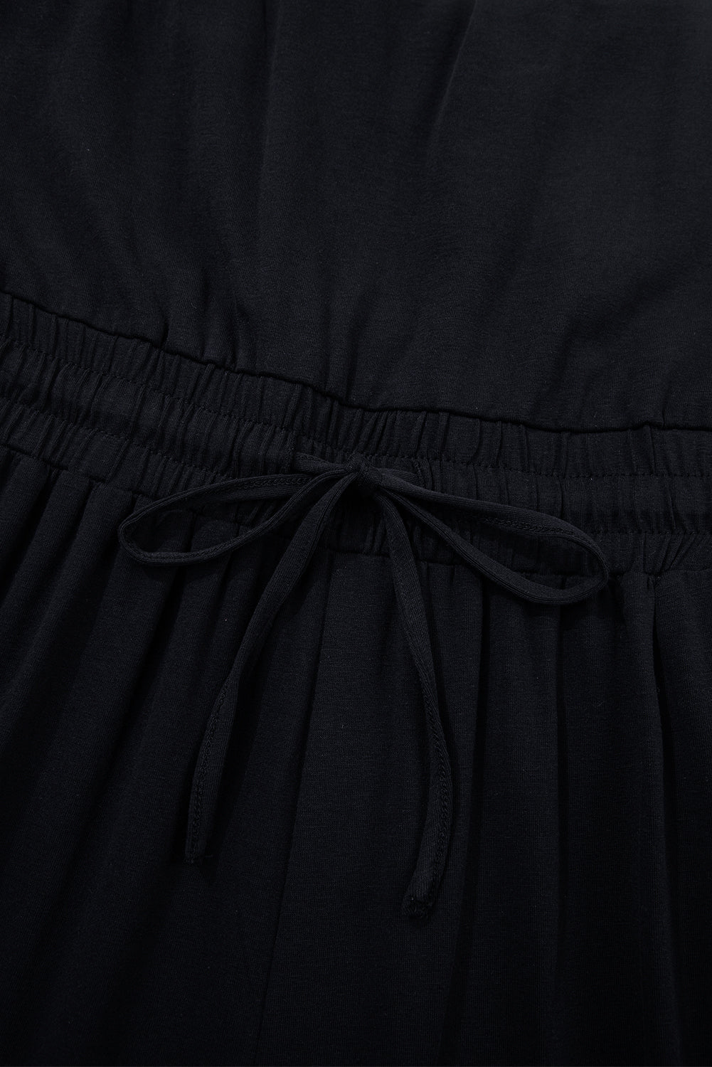 Black Drawstring Wide Leg Cargo Pockets Sleeveless Jumpsuit
