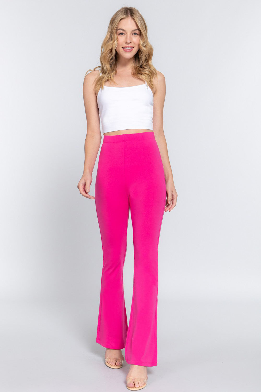 Active Basic Waist Elastic Slim Flare Yoga Pants