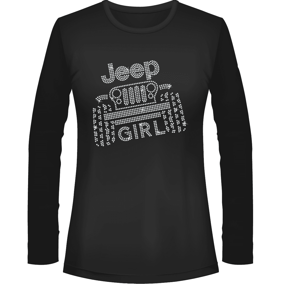 Jeeper Girl Rhinestone Tee Black, Short or Long Sleeve 1