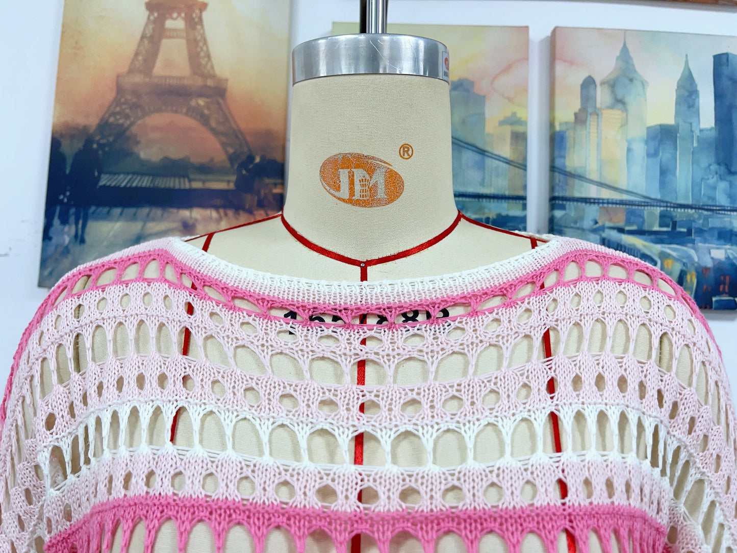 Spring Summer Women Hollow Out Cutout Striped Stitching Sexy Pullover Women Knitwear