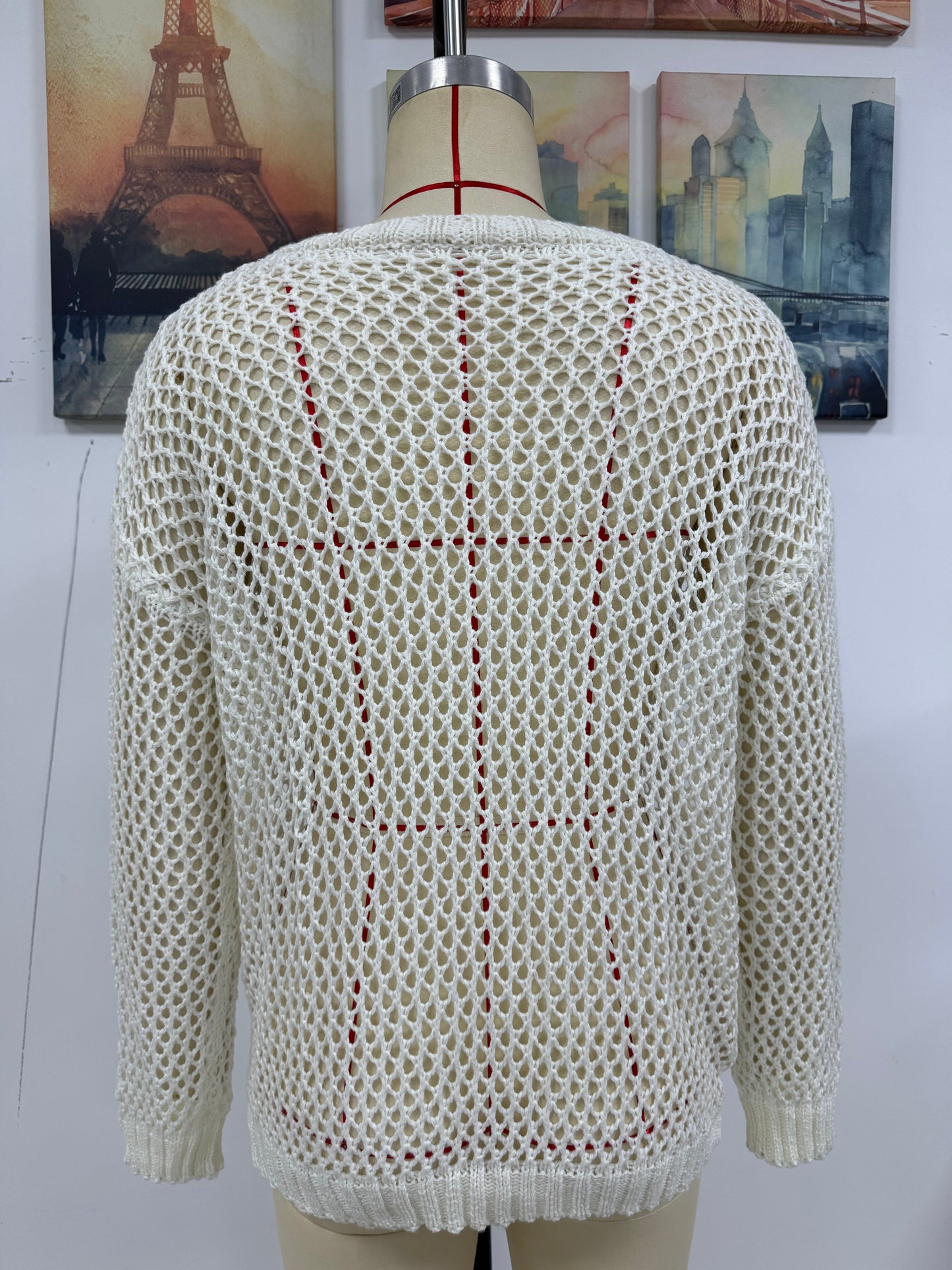 Summer Women Round Neck Five Pointed Star Sexy Cutout Pullover Women Knitwear