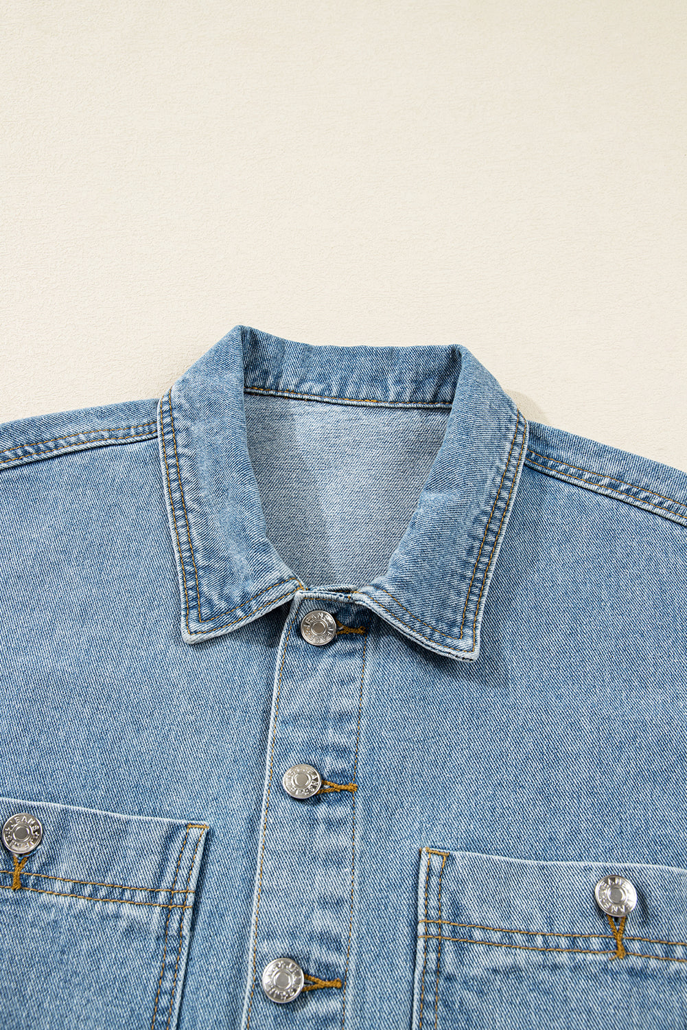 Beau Blue Patchwork Pockets Side Tie Boyfriend Denim Jacket