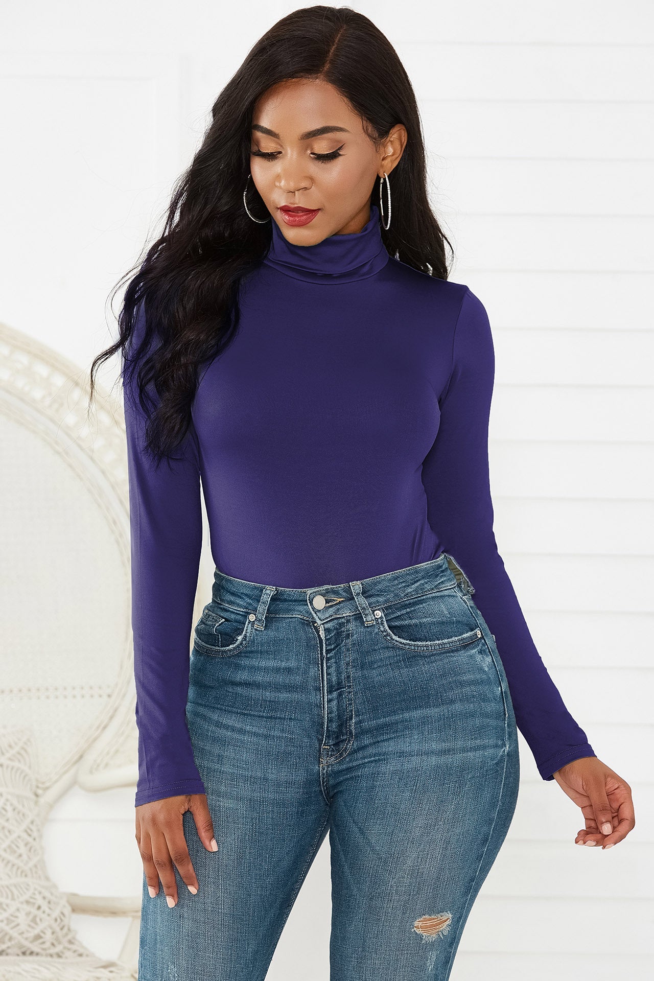 Sexy Women Clothing 12-Color Long Sleeve Turtleneck Slim Fit Solid Color Tight Bodysuit Winter Plus size