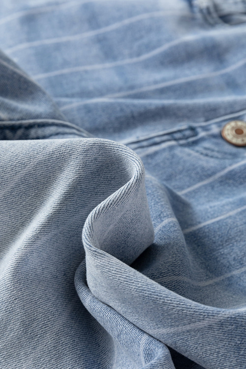 Beau Blue Multi Buttons Pinstripe Wide Leg Jeans for Women