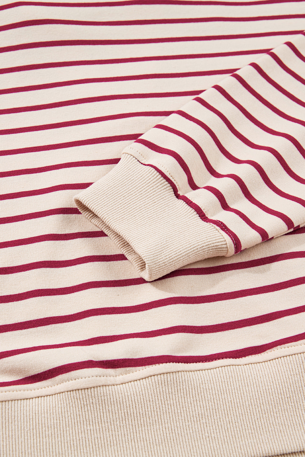 Red Stripe Cropped Collared Pullover and Bubble Mini Skirt