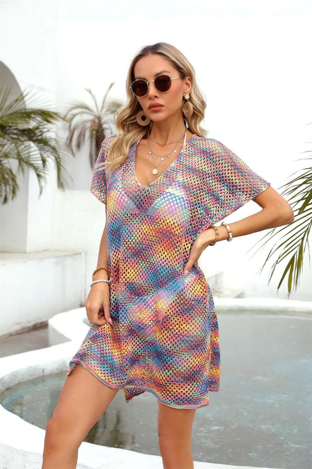 Openwork sheer cover-up with contrast detailing - Love Salve
