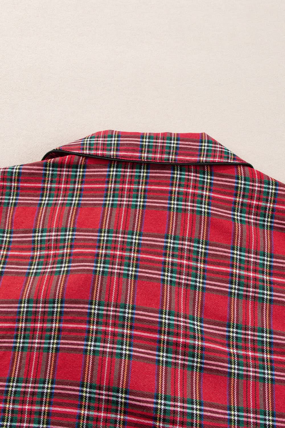 Cozy plus size red plaid lounge set - Love Salve