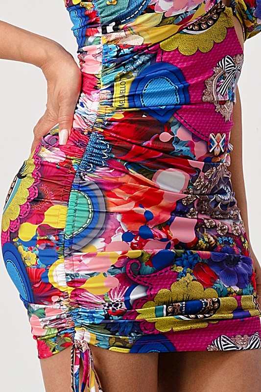 Kaleidoscope Cut-Out One Shoulder Mini Dress