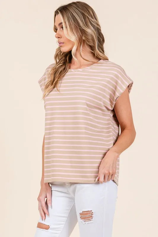 Lime 'N' Chili Striped Muscle Sleeve Top - Love Salve