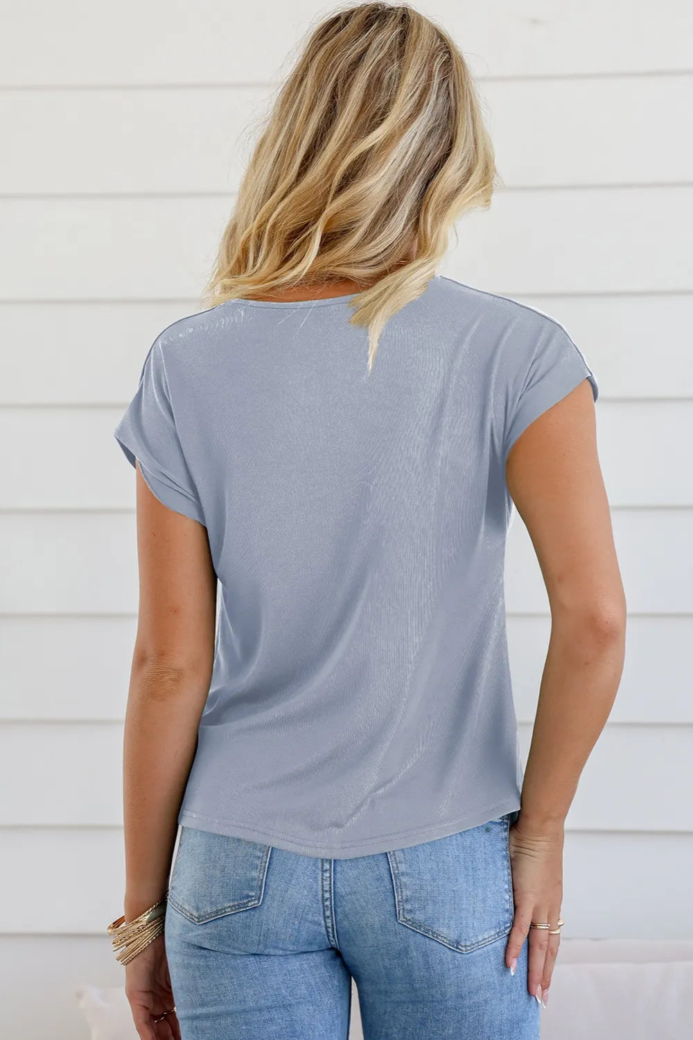 Cowl Neck Short Sleeve T Shirt for Women Casual Opaque Basic Top - Love Salve