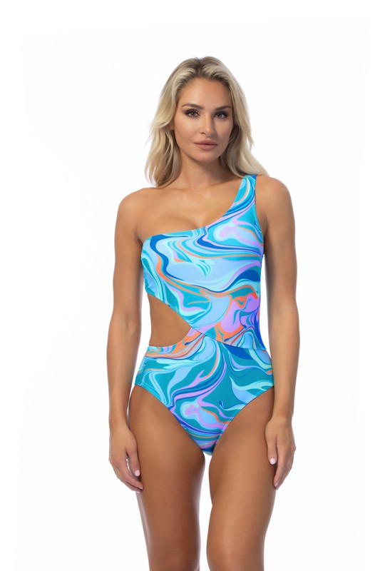 "Sea Siren" One-Shoulder Cutout Swimsuit