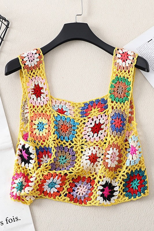Boho Bliss Crochet Crop Top – Swimsuit Cover Up