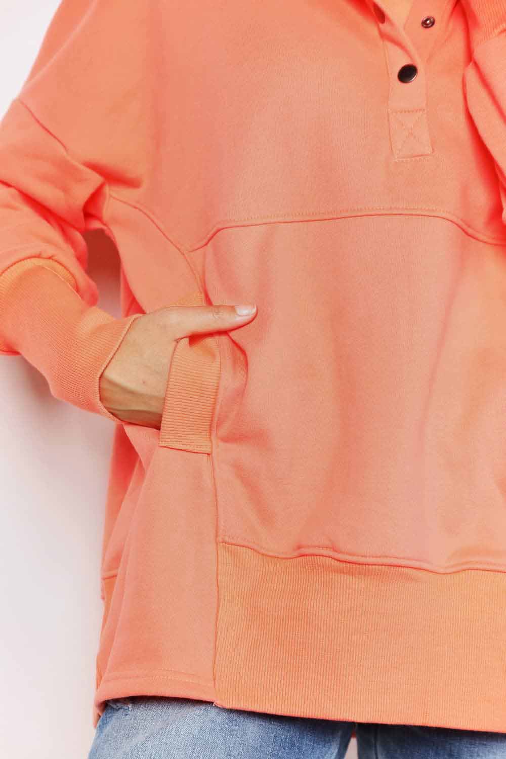 Chic quarter-snap hoodie for women - Love Salve