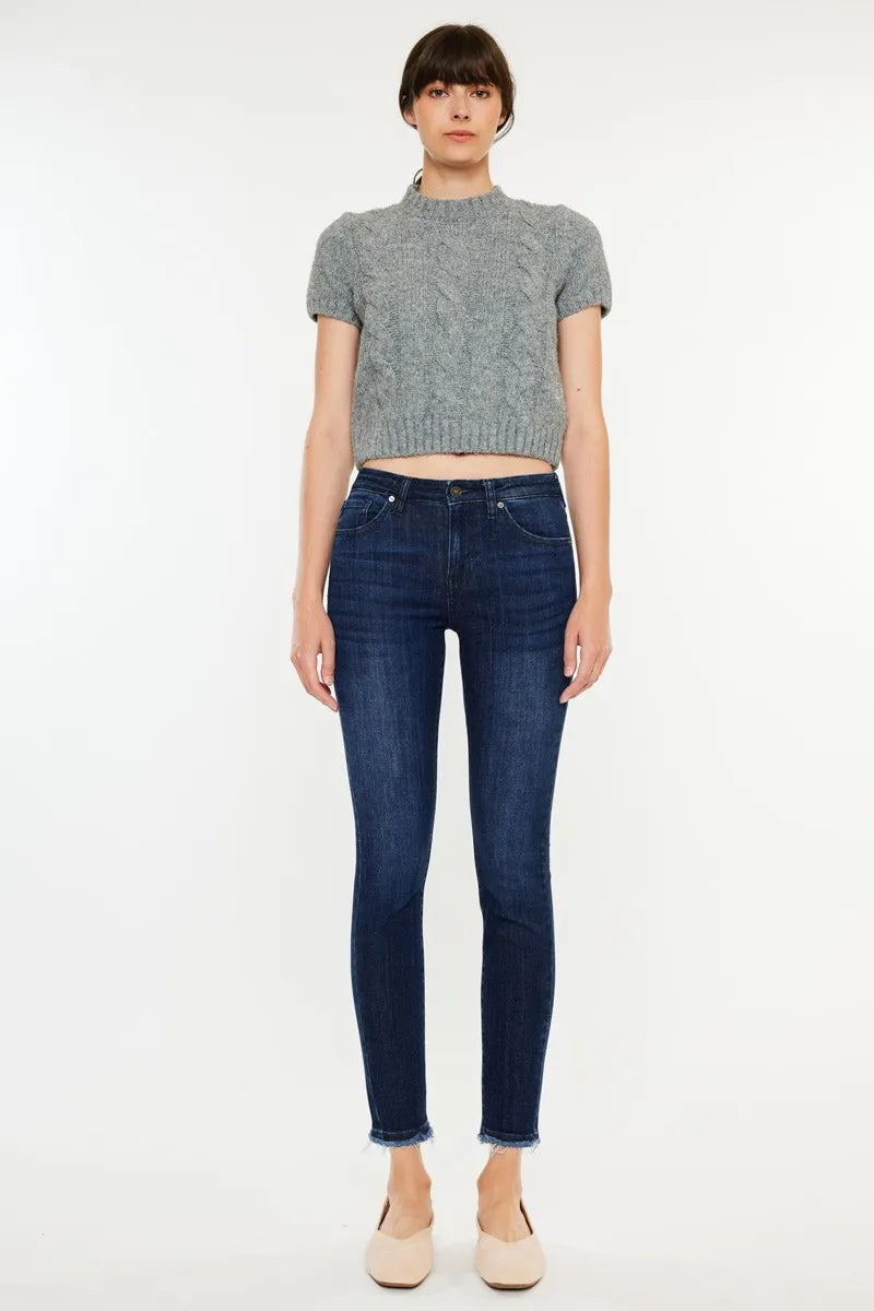 Kancan High Rise Slim Fit Raw Hem Ankle Jeans - Love Salve