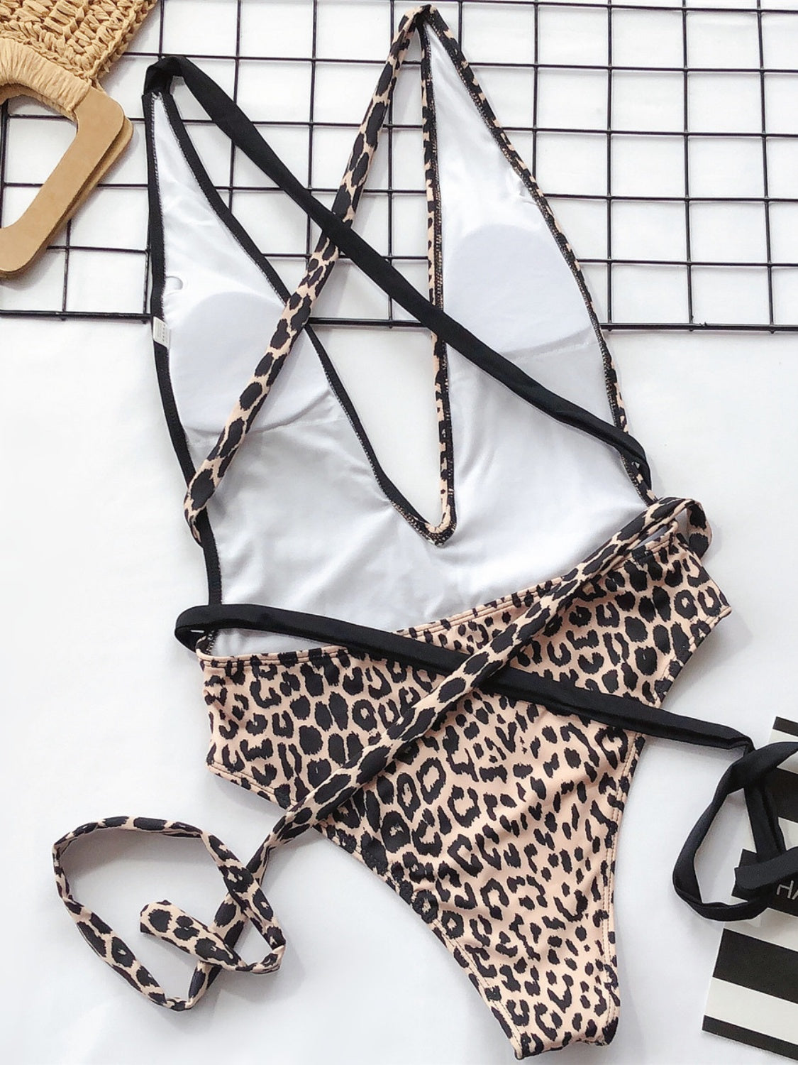 Wild Seduction | Tied Leopard Plunge One-Piece Swimsuit