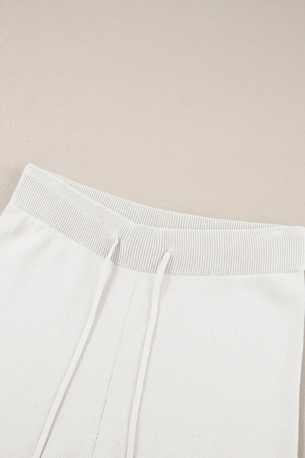 Premium White Contrast Trim Half Sleeve Top Drawstring Pants Set