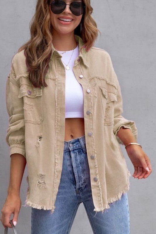 Frayed Chic Oversized Denim Jacket – Your New Everyday Vibe