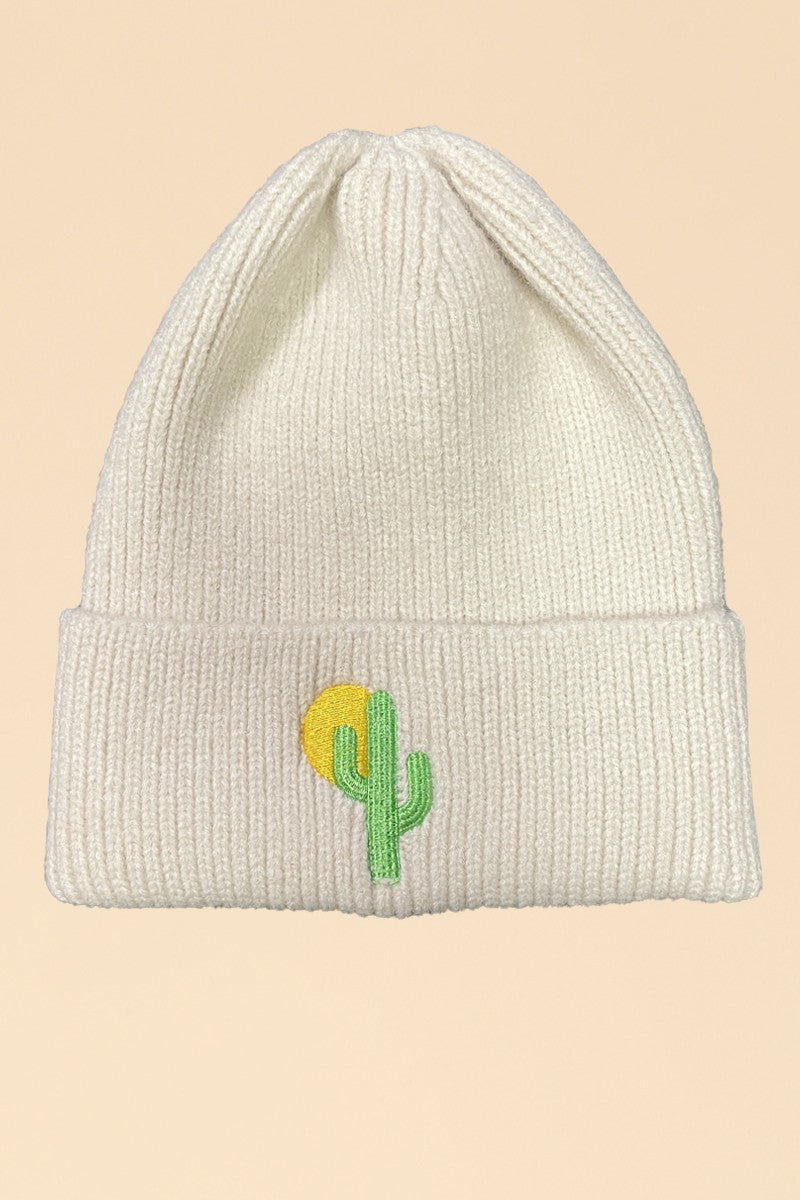 Novelty Rib Knit Beanie With In House Embroidered Graphic