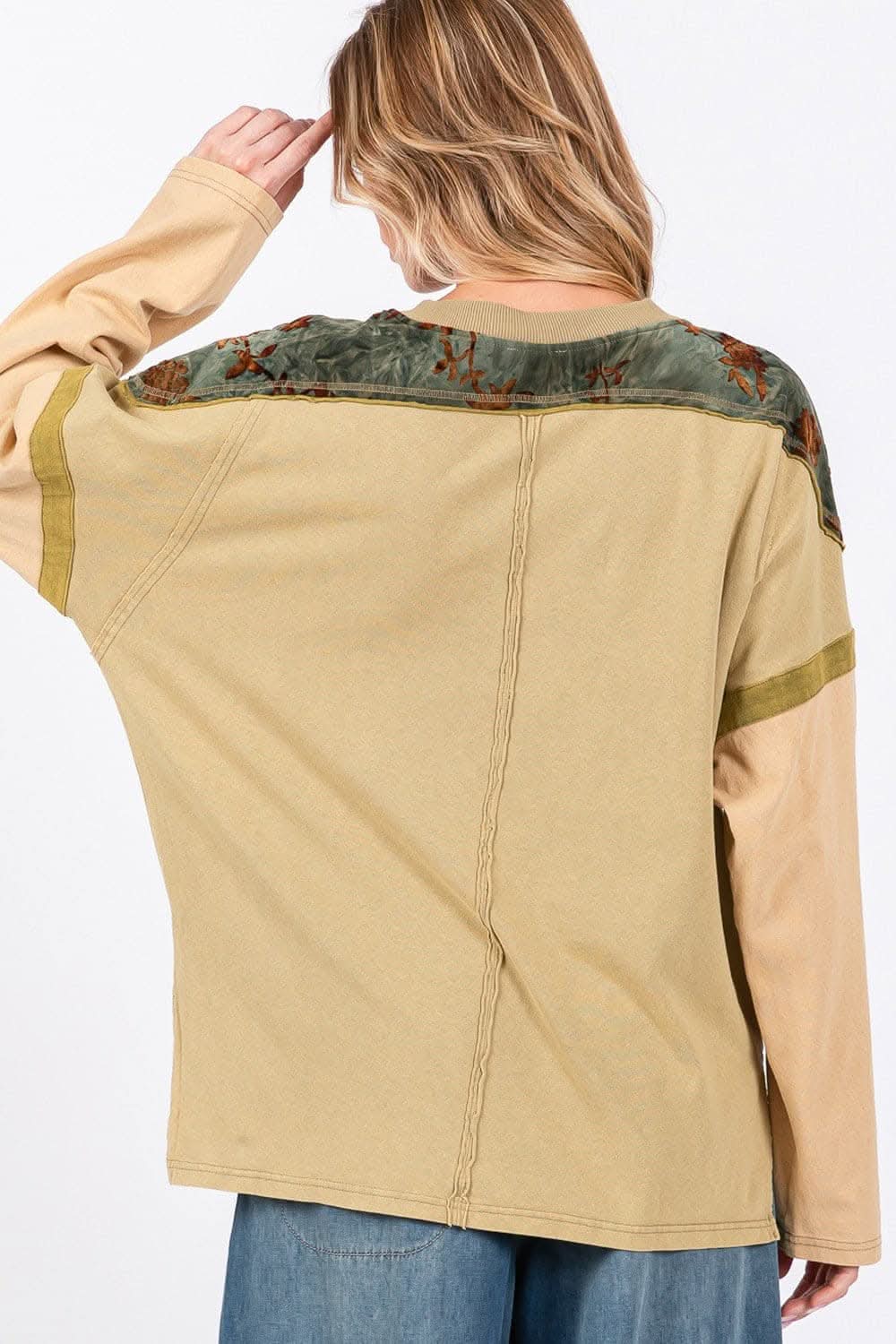 SAGE + FIG Star Patch Long Sleeve Color Block T-Shirt - Love Salve