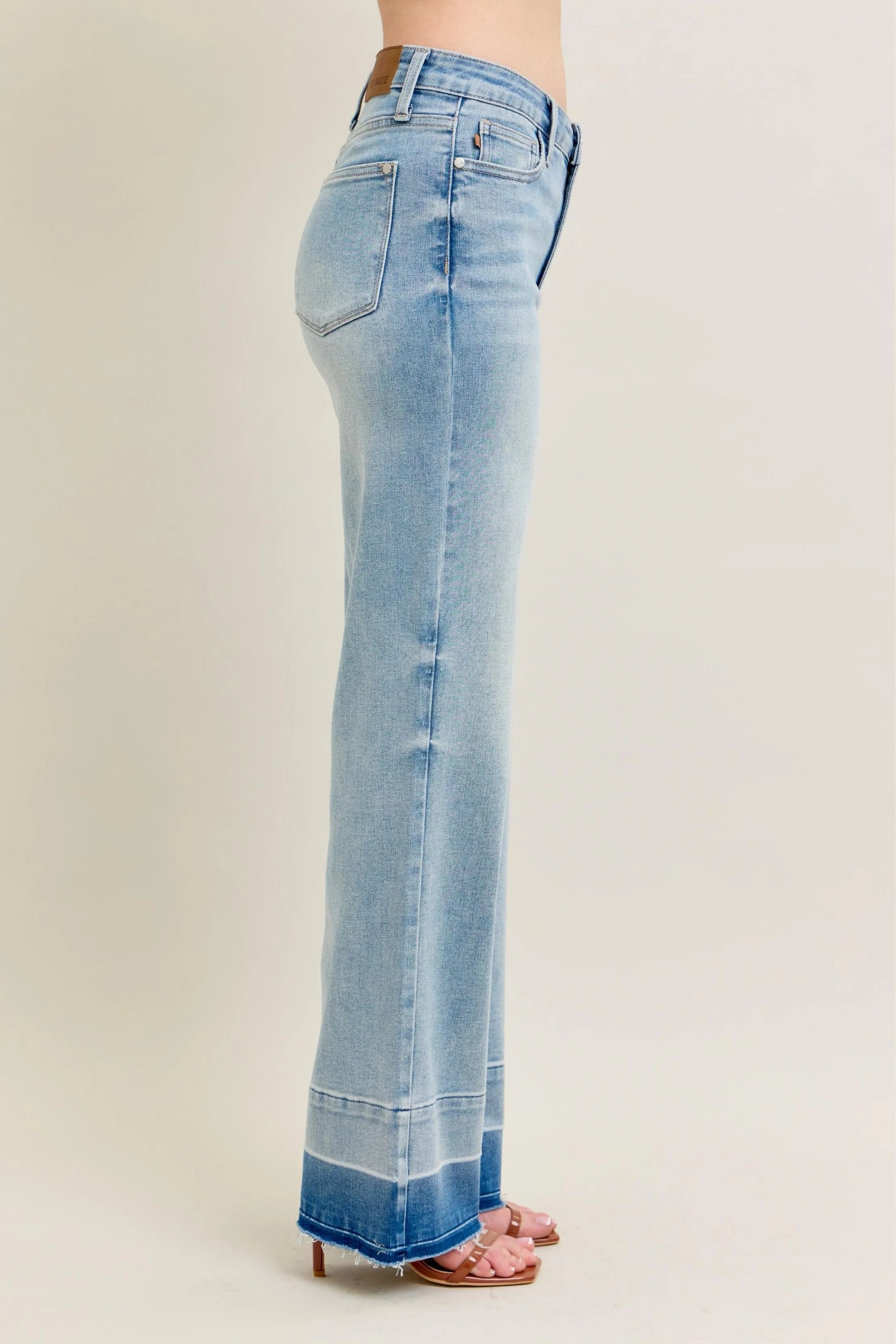 Judy Blue Plus Size Full Size Wide Leg Jeans with Released Hem - Love Salve