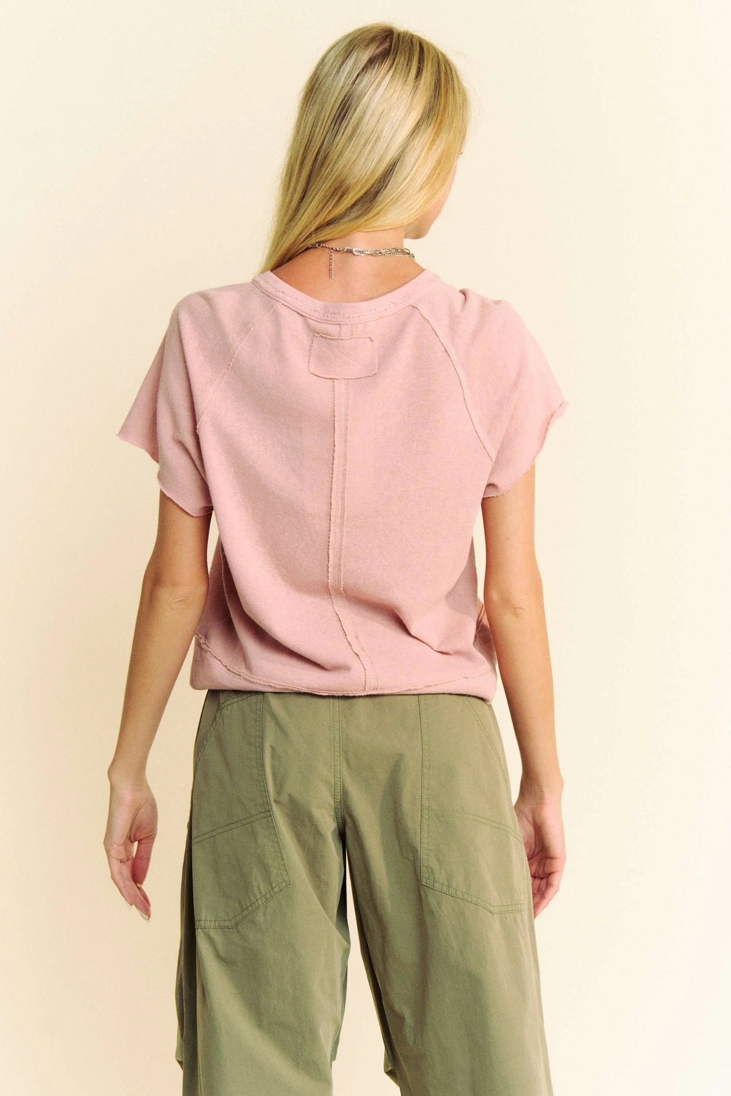 Davi & Dani Breezy Knit Fabric Short Sleeve T-shirt Top - Love Salve
