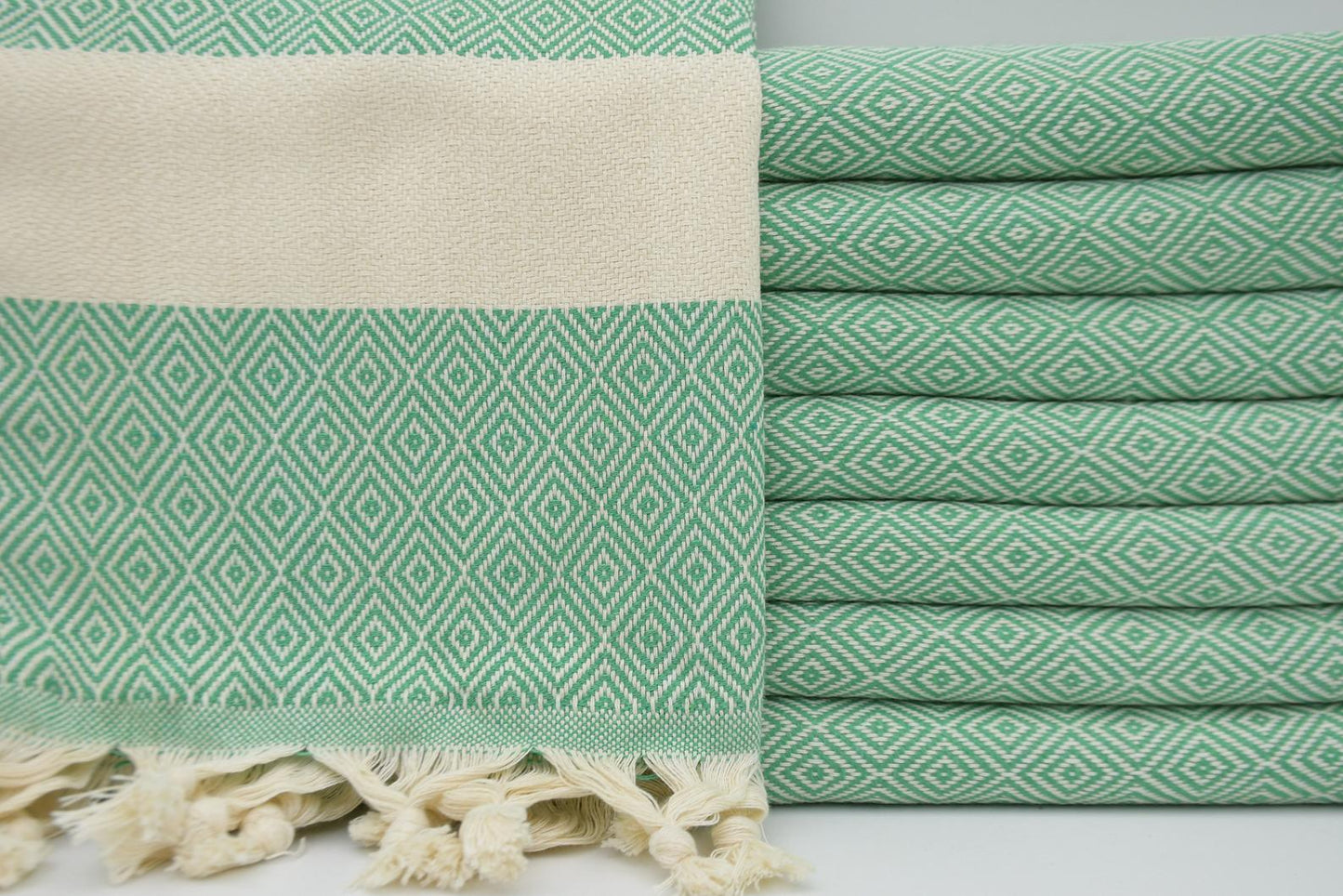 Green Venice Turkish Towel 100 Percent Cotton 40 Inches by 70 Inches Versatile Lightweight Quick Drying Eco Friendly - Love Salve