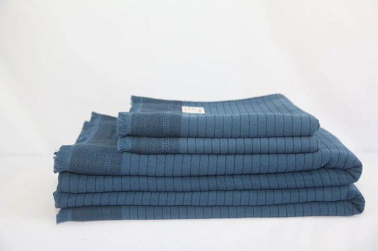 Del Mar Navy Terry Turkish Towel Set Premium 100 Percent Cotton - Love Salve