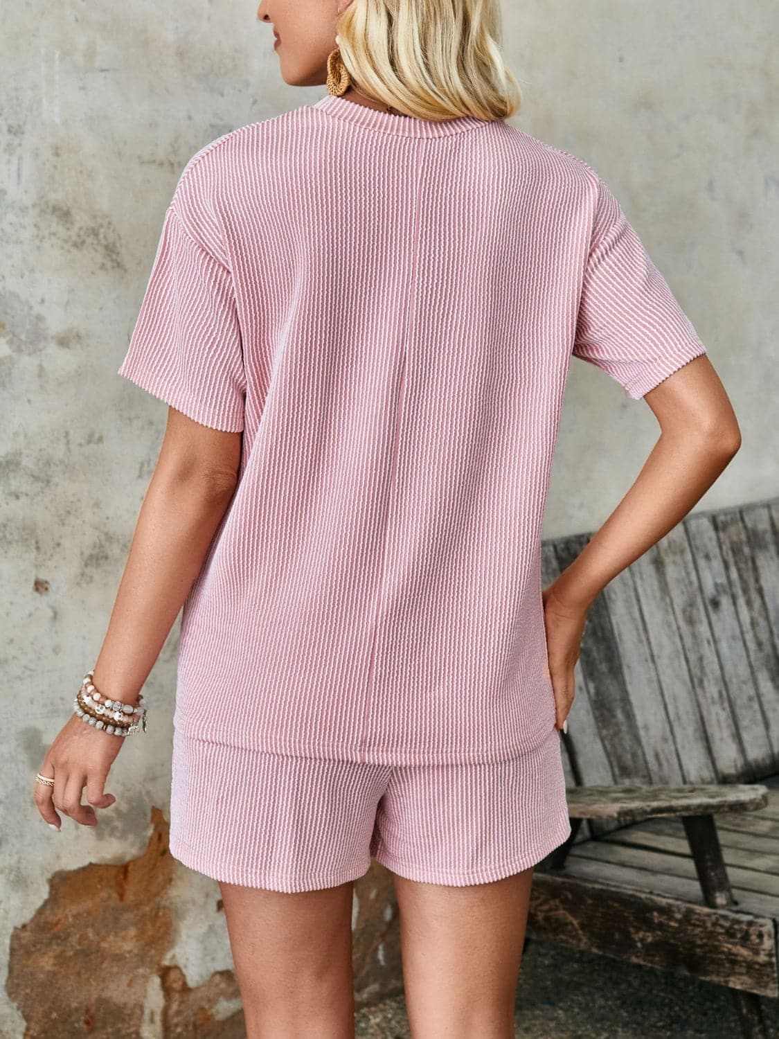 Textured loungewear set - shorts & top - Love Salve