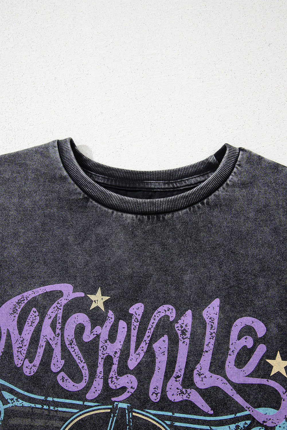Black Vintage Nashville Tennessee Graphic Mineral Washed Tee