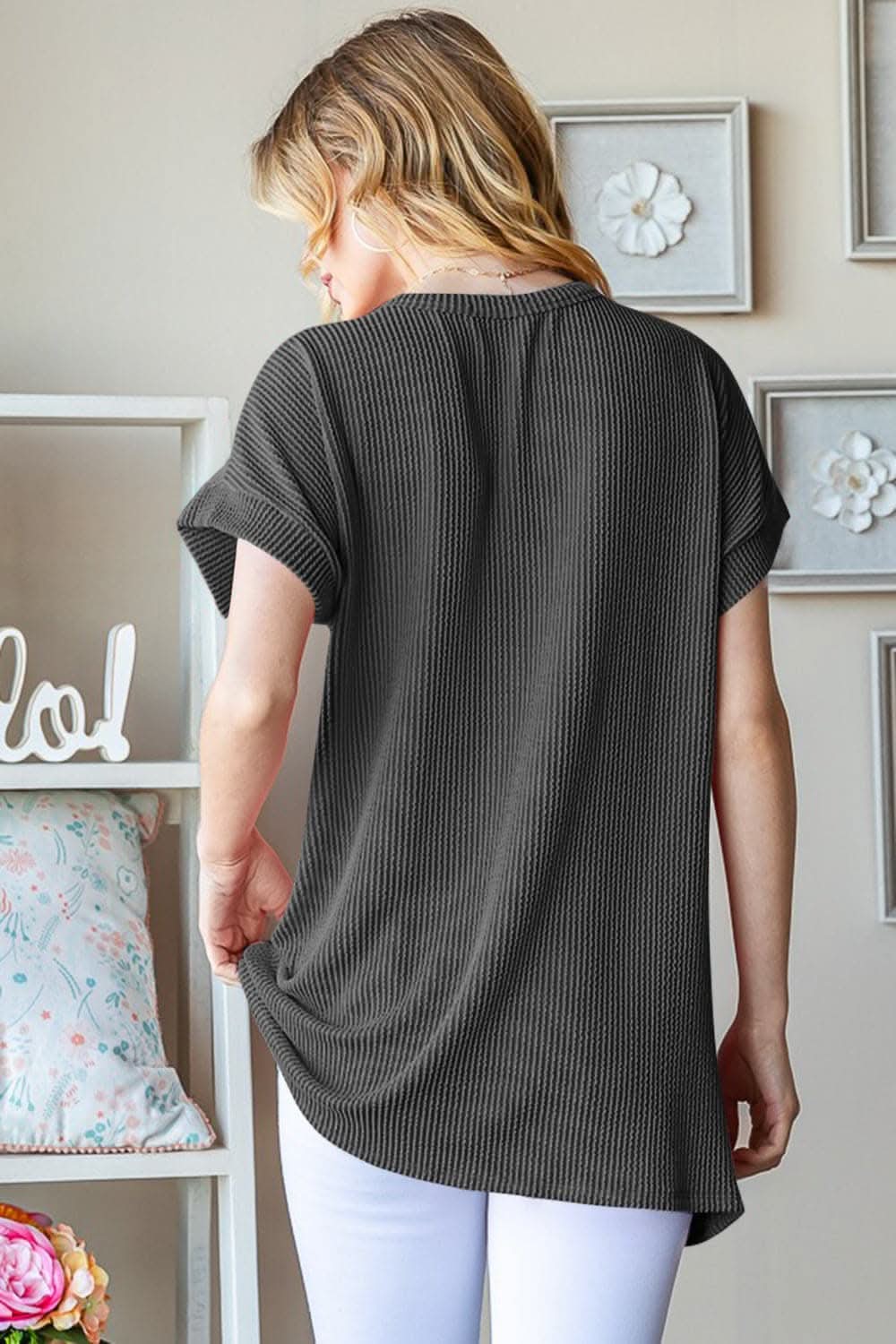 Heimish Full Size USA Graphic Short Sleeve Ribbed Top - Love Salve