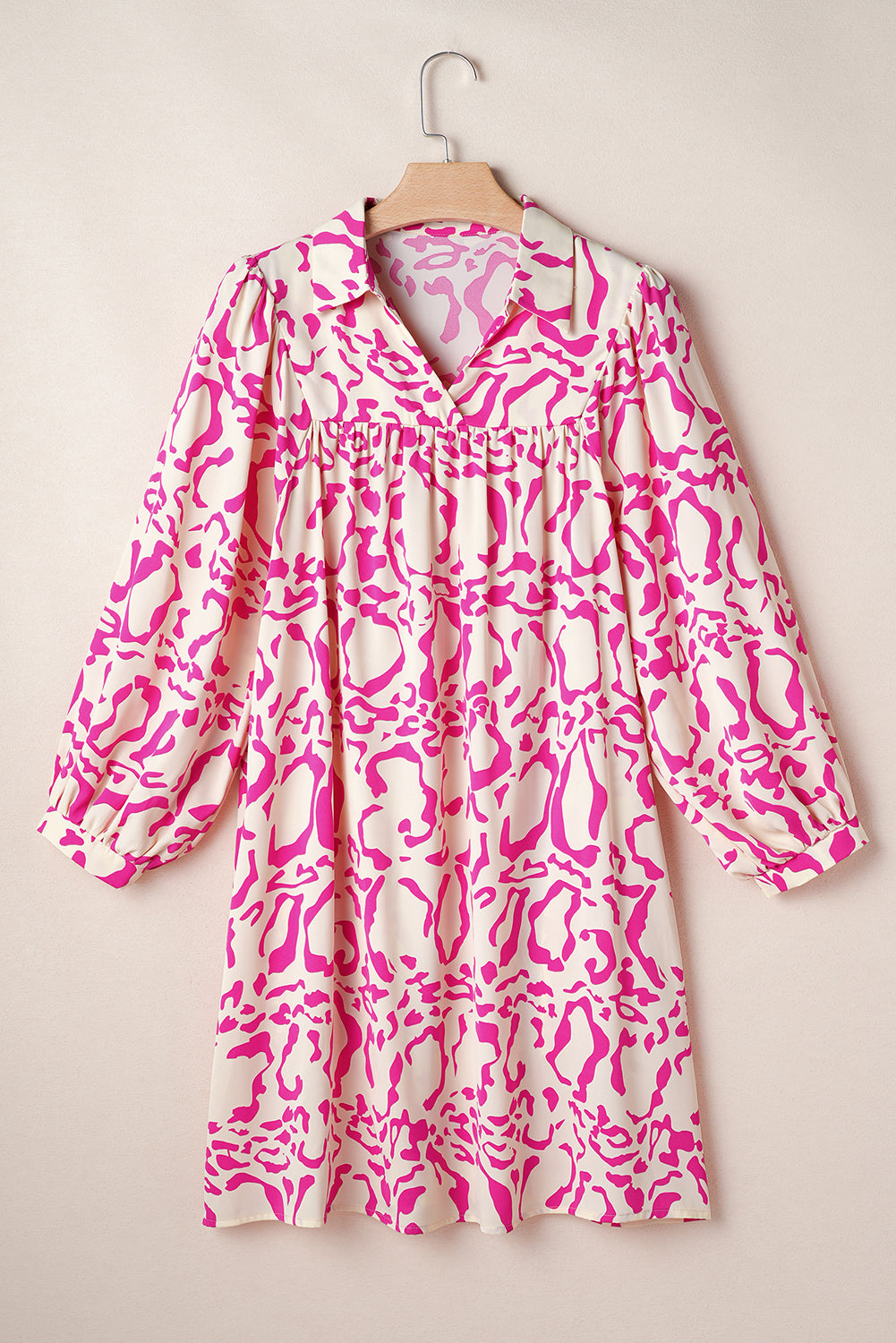 Meadow Leopard Loose Fit Babydoll Dress with Pleated Detail - Love Salve