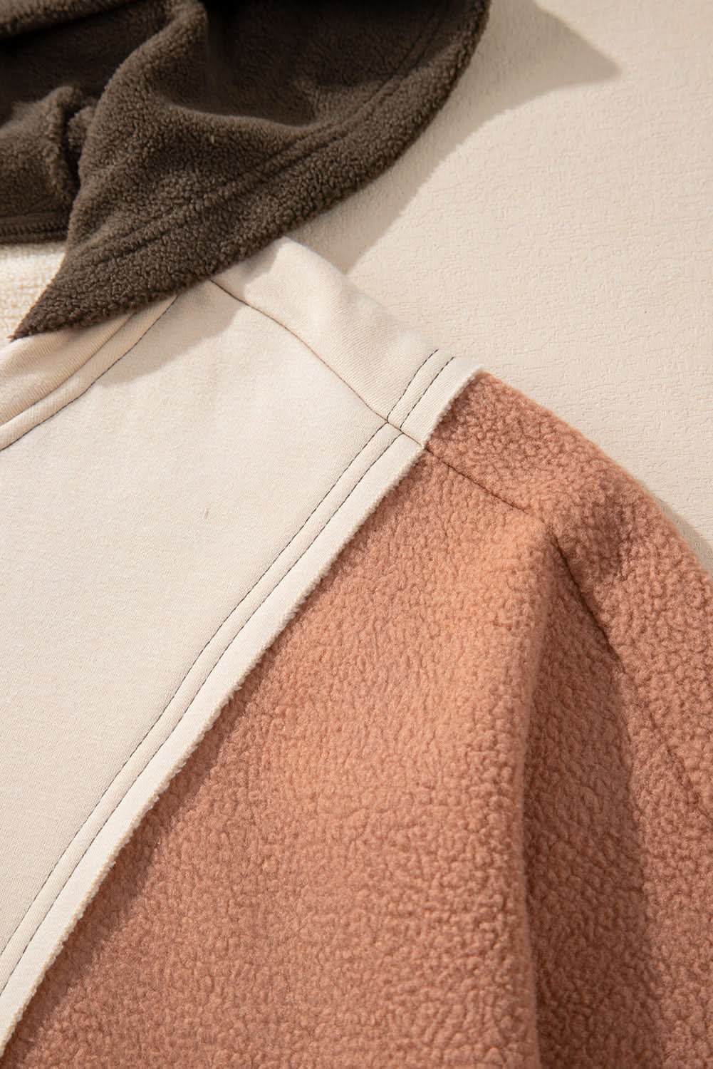 Brown colorblock plus size hoodie - Love Salve