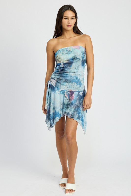 Ocean Vibes Only Tie Dye Sharkbite Tube Dress