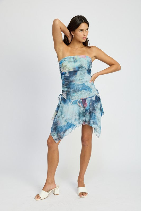Ocean Vibes Only Tie Dye Sharkbite Tube Dress