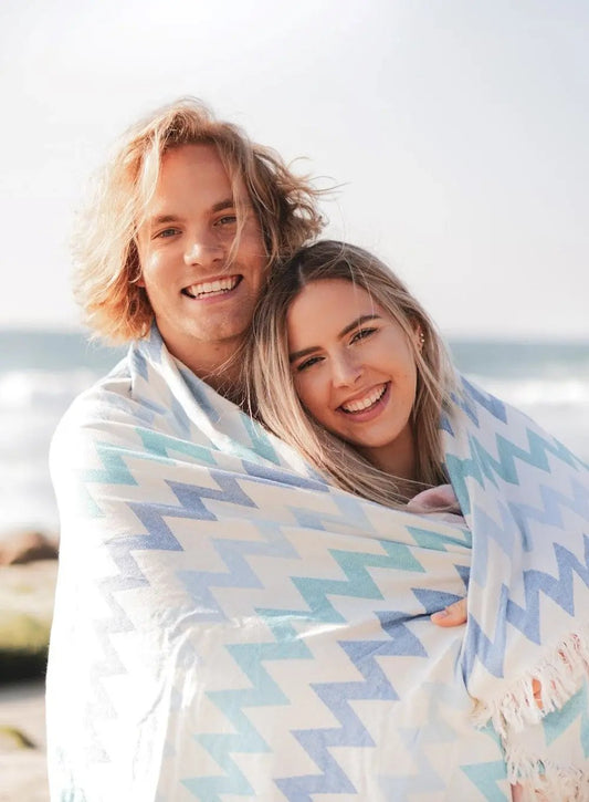 Zig Zag Turkish Towel 100 Percent Natural Cotton Quick Drying Lightweight Versatile Beach Bath Blanket - Love Salve